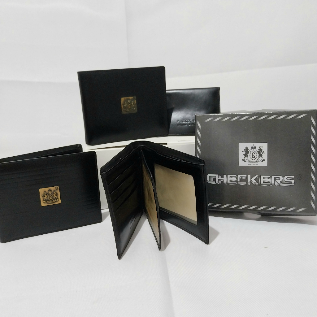 Dompet Lipat Checkers Klasik Dompet Pria Kulit Asli