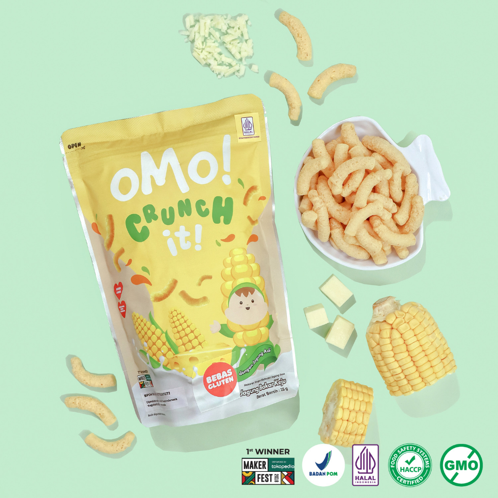 OMO! CRUNCH IT CORN CHEESE - Snack Sehat Bayi 8 Bulan++