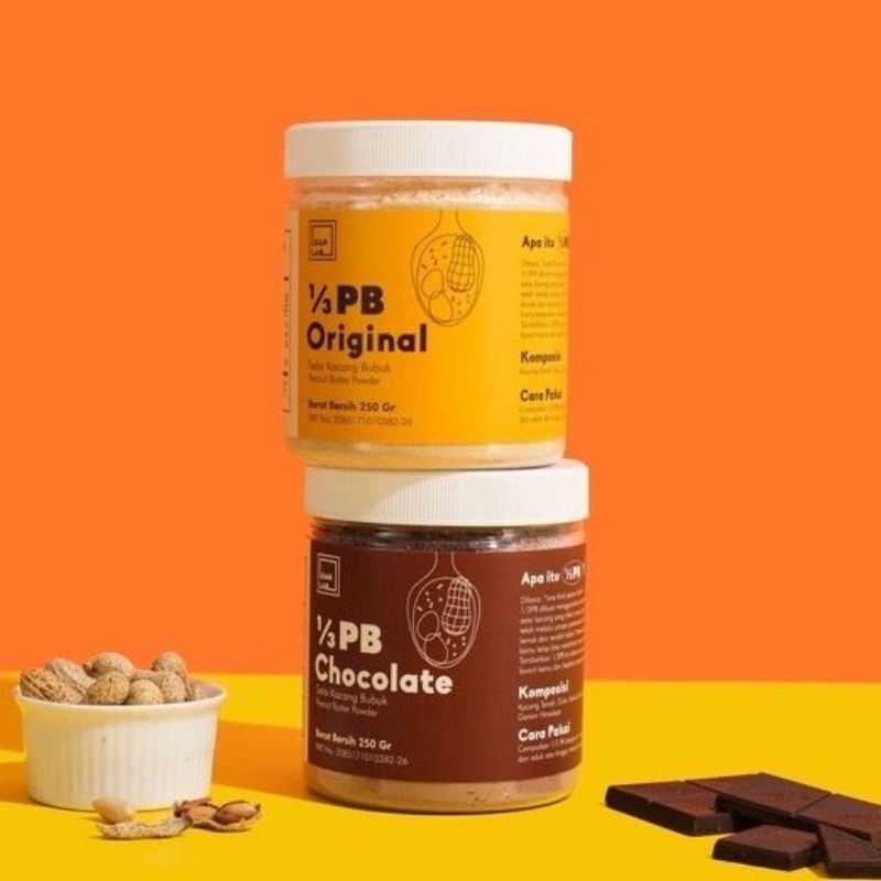 

Lean Lab 1/3PB Starter Pack Original-Chocolate (250gr x2) Peanut Butter Powder / Selai Kacang Bubuk (Vegan, Gluten Free, Low Fat)