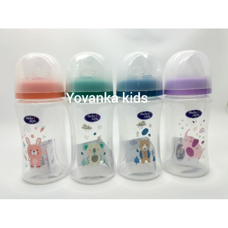 Botol Susu Wide Neck Baby Safe Karakter BPA Free DOT Nipple Double Katub 250 Ml/125 Ml WN08B/WN07