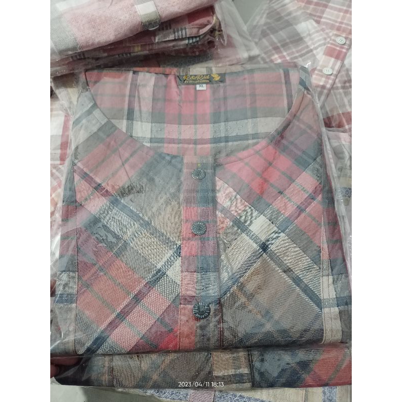 Overall Katun Triset Kotak-Kotak Baju Lebaran Terbaru