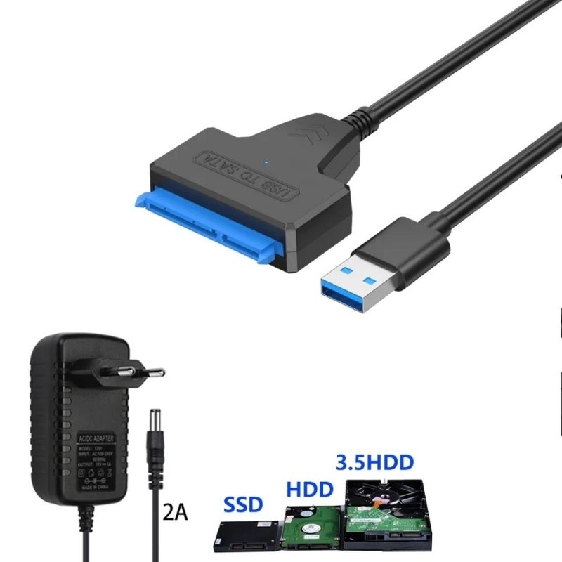 Konverter / Converter Adapter Hardisk 3.5 inch SSD DVD Eksternal Usb 3.0 + Adaptor