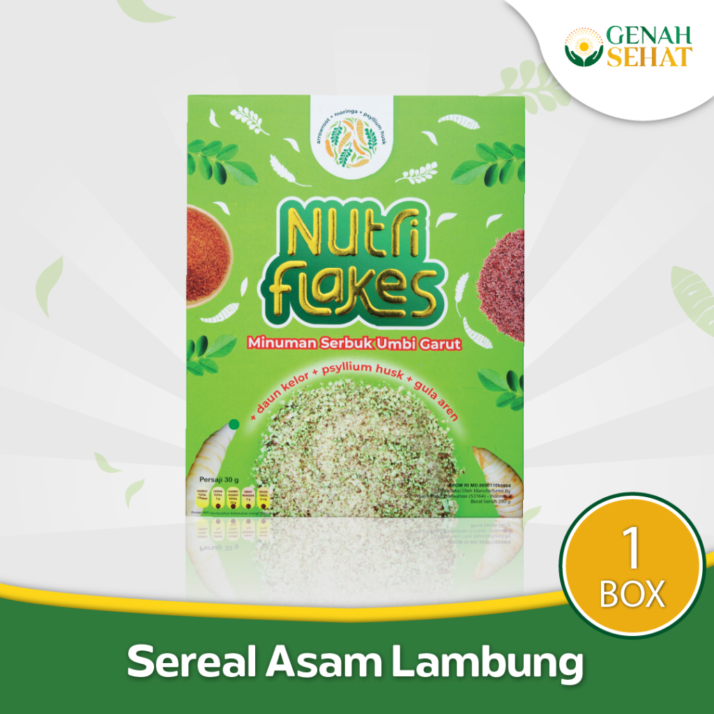 Nutriflakes Sereal Umbi Garut Asam Lambung Ampuh Mengatasi  Asam Lambung, Maag, Gerd 1 Box