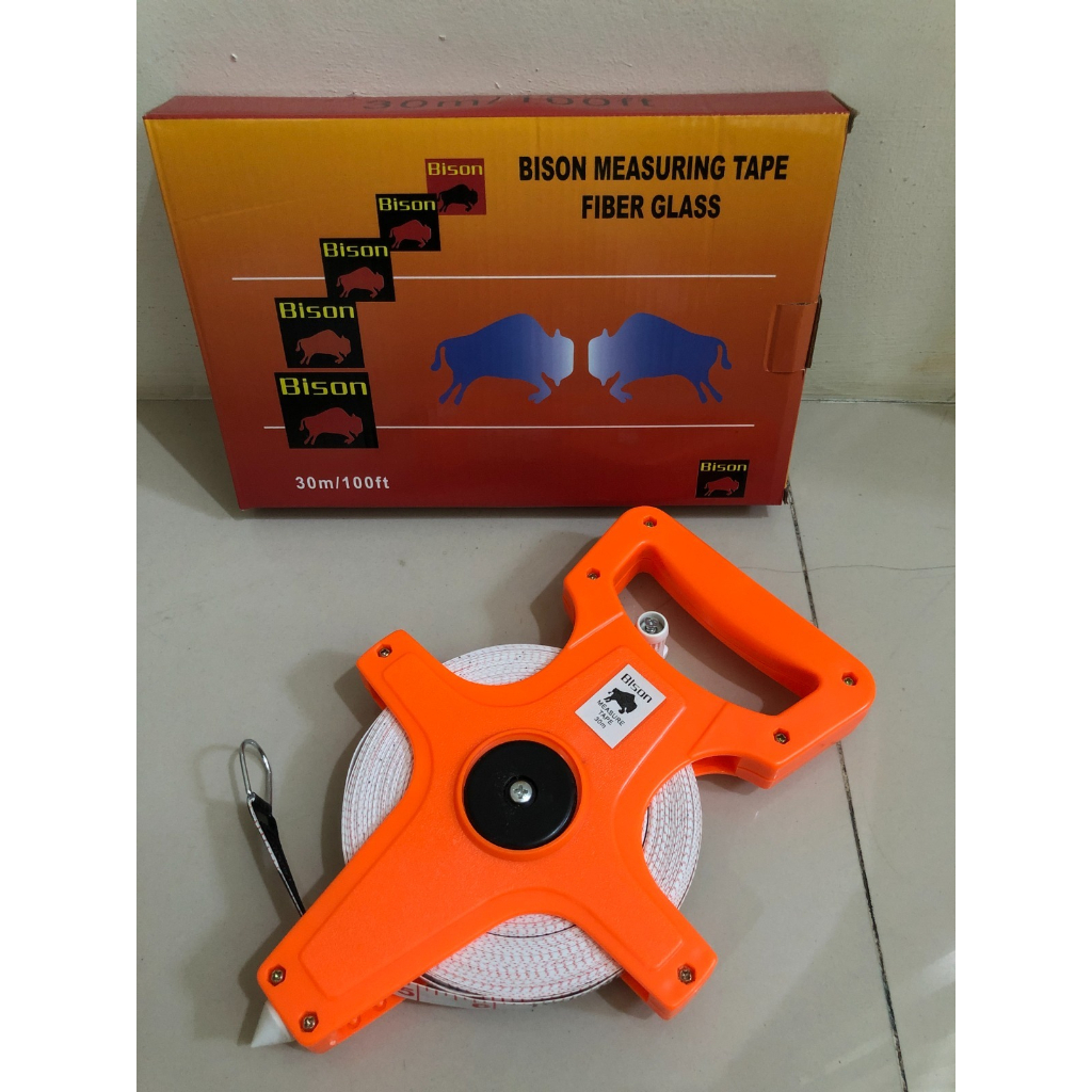 BISON Meteran Tanah 30 Meter Roll Meter T Alat Ukur Jalan Gulung
