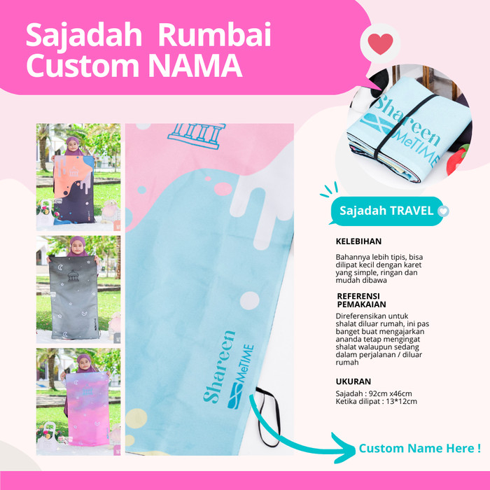 (Colorfull Series) Sajadah Travel Anak MeTime / Sajadah Travel Custom Nama / Sajadah Anak Custom / S