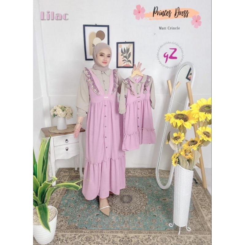 Dress/Gamis Princess Crincle mix Renda couple ibu dan anak ORI gwenza (Harga ecer)