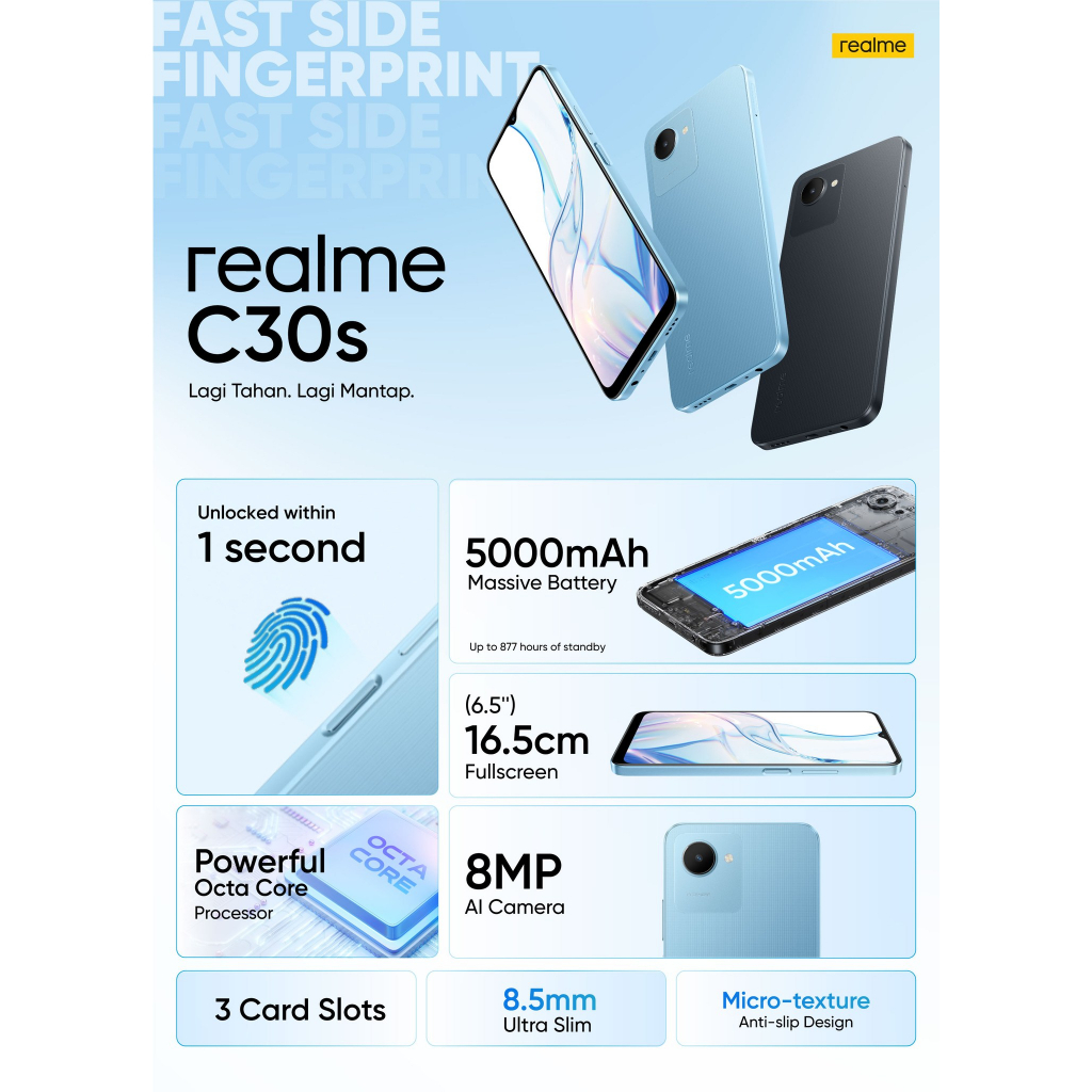 Realme C30s 3GB+32GB 4GB+64GB Garansi Resmi Realme Indonesia 1 Tahun