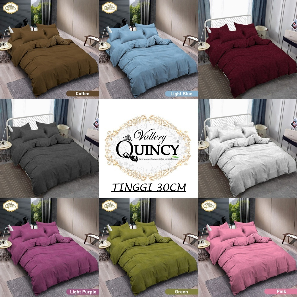 Vallery Quincy - Bed Cover King POLOS EMBOSSED T30 (180x200) TINGGI 30 terlaris