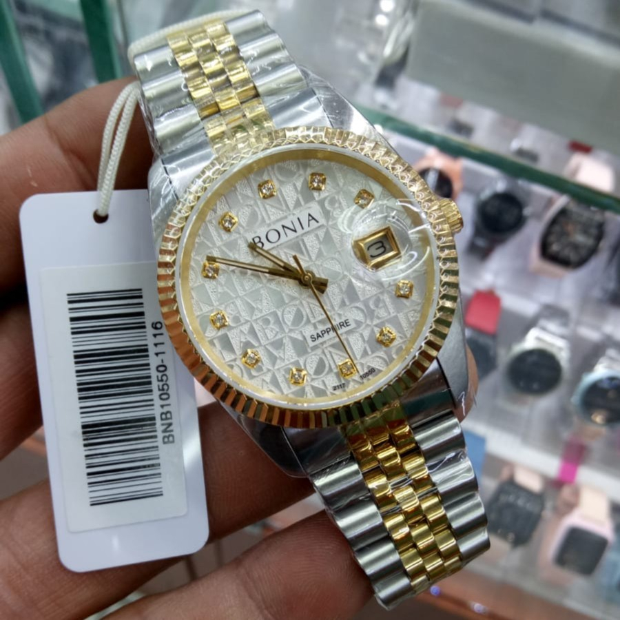 JAM TANGAN BONIA SAPPHIRE BNB10550-1116 SAPPHIRE SILVER GOLD ORIGINAL