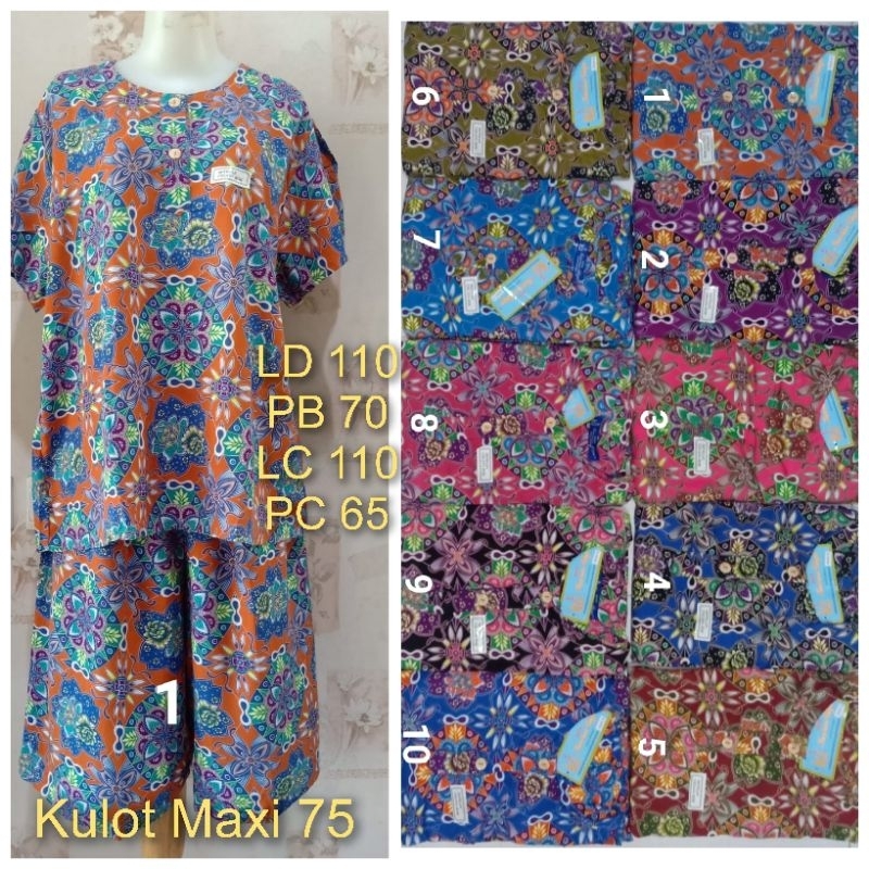 Setelan Kulot Maxi 75 LD 110cm Kencana Ungu Label Biru