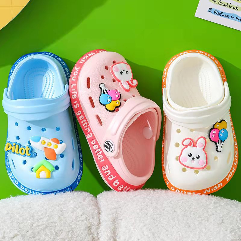 Cartoon Kid Clog Sandals for Summer Soft Sole Anti Skid Dual Purpose 5 Colors Toddler Slippers Beach Swimming Pool