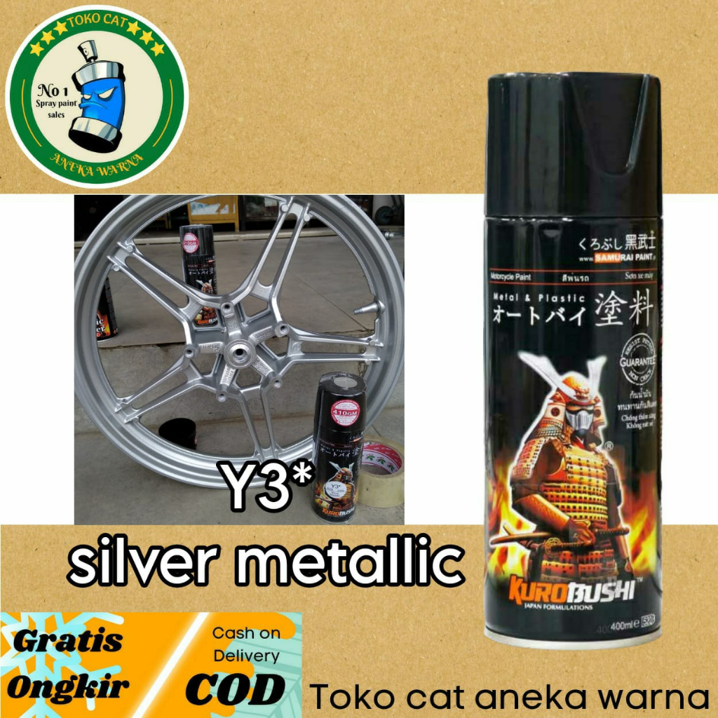 SAMURAI PAINT Y3* SILVER METALLIC METALIK 400ML CAT SEMPROT SPRAY PAINT PILOX PILOK