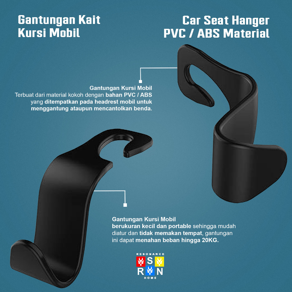 Gantungan Kait Jok Mobil / Seat hanger Resonance Home