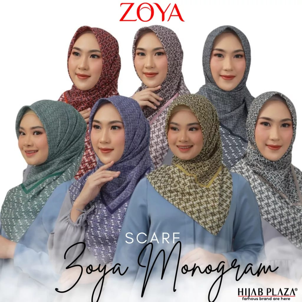 Hijab Segi Empat ZOYA Motif ZOYA Monogram Scarf Terbaru
