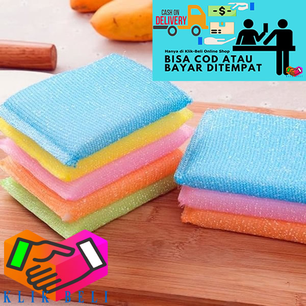 Super Magic Sponge Busa Sikat Gosok / Spons Tapas Bantal Cuci Piring / Spon Dapur Satuan Warna Warni