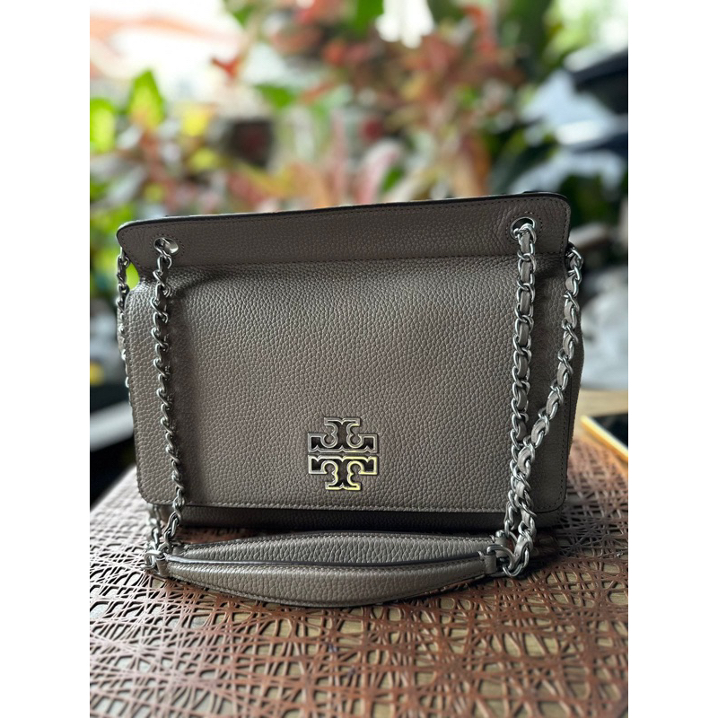 tas tb britten flap tory burch grey heron preloved