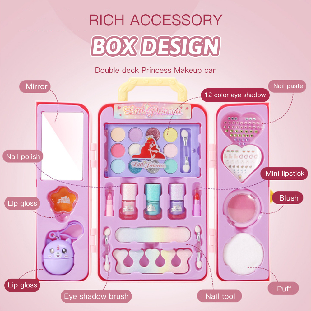 Uoptoy Beauty Playset Mainan/ Mainan Kosmetik Anak/riasan mainan anak/Mainan Make Up Anak Perempuan Tidak Beracun/Children Pretend Play / Mainan Make Up Bag