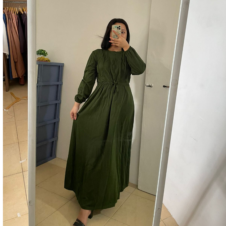 Gamis Anggun Dress Maxi Casual Tali Moscrepe Premium