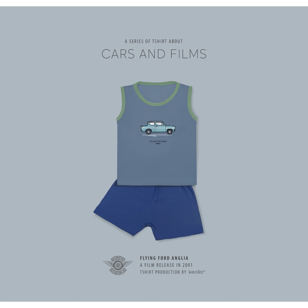 MD - Keola Setelan Sleeveless Shirt Cars Film Usia 1 – 6 Tahun / Setelan Kutung Anak Kasual Mobil dan Film Premium Kekinian terbaru