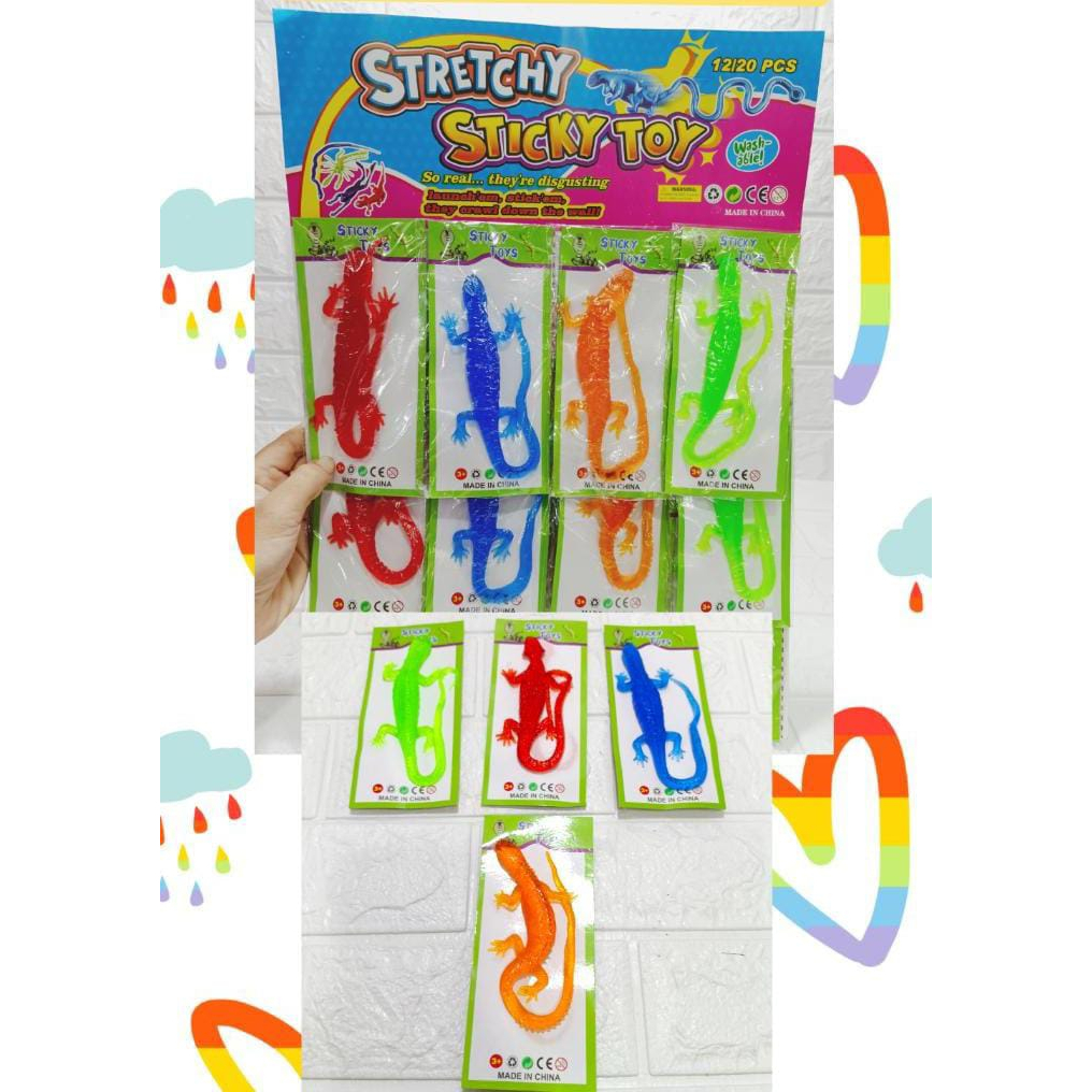 Mainan Baru Sticky Toy Animal Sticky Toys 1 Pack Isi 4 Pcs Ketapel Hewan Tarik Kenyal Cicak / Kodok / Ular /Buaya /Tikus/Tokek/Naga/ Telapak/ Buaya