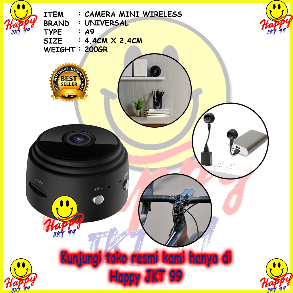 SMART IP CAMERA WIFI MINI A9 HD1080P MICRO CCTV SPY KAMERA KECIL WIRELESS PENGINTAI