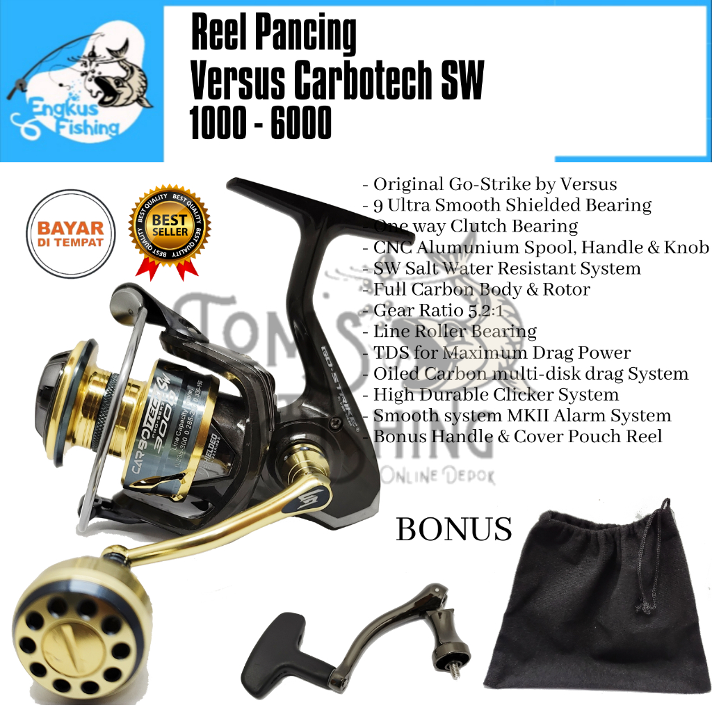 Reel Pancing Versus Carbotech SW Terbaru 1000 - 6000 (9 Bearing) Salt Water Murah - Engkus Fishing