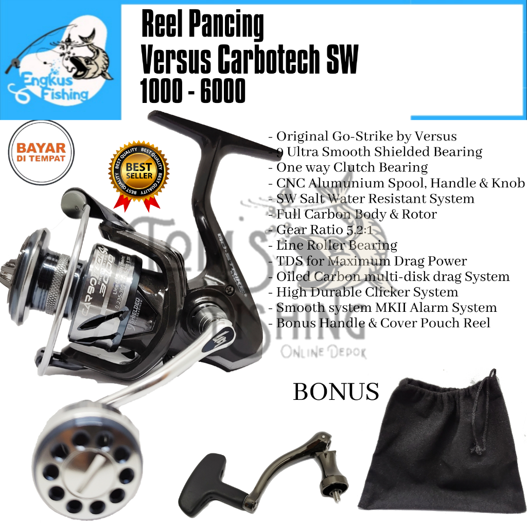 Reel Pancing Versus Carbotech SW Terbaru 1000 - 6000 (9 Bearing) Salt Water Murah - Engkus Fishing