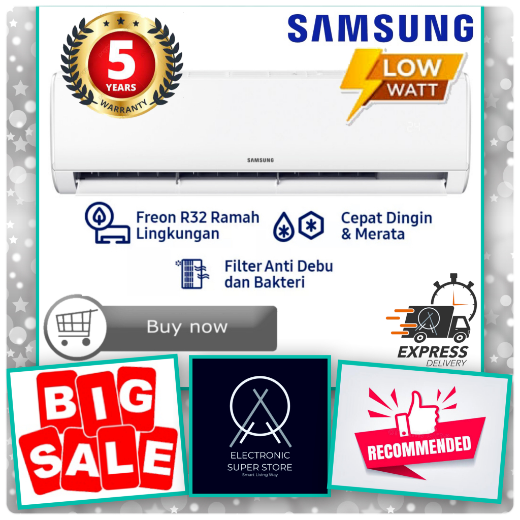 AC SAMSUNG STANDARD 1 PK AR09BGHQBSINSE AR09BGH AR09 FAST COOLING 1PK SAMSUNG AC SUPER LOW WATT SAMS