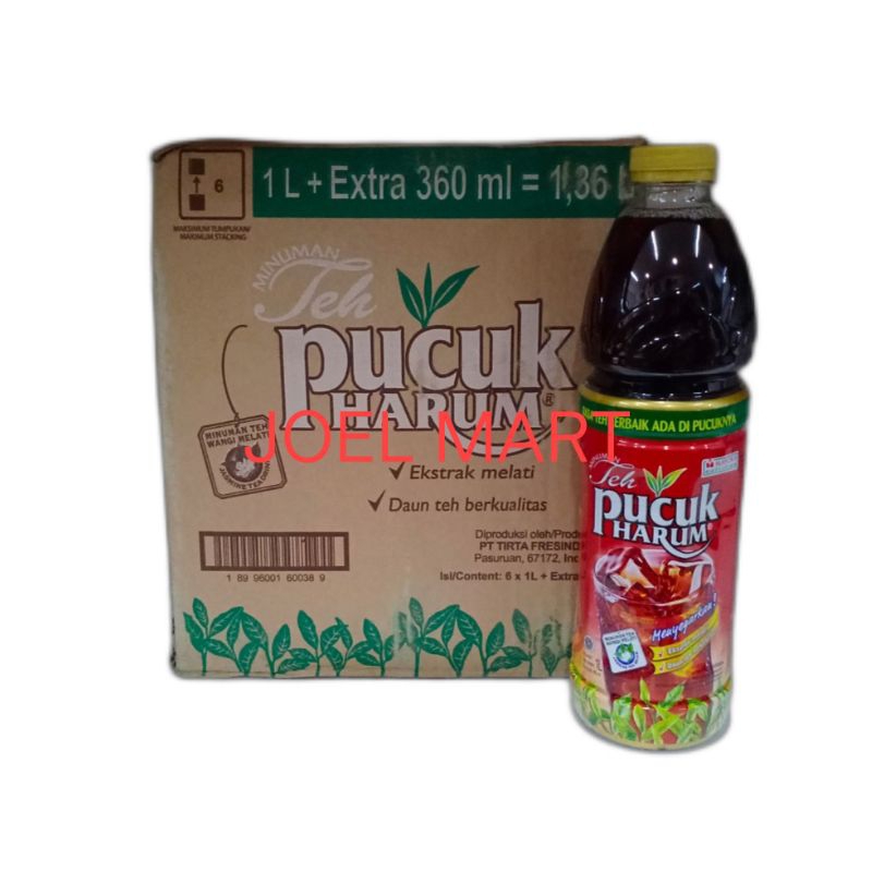 TEH PUCUK 1,36 LITER DUS KARTON (1DUS ISI 6BOTOL) / TEH PUCUK HARUM EXTRA JUMBO LITERAN