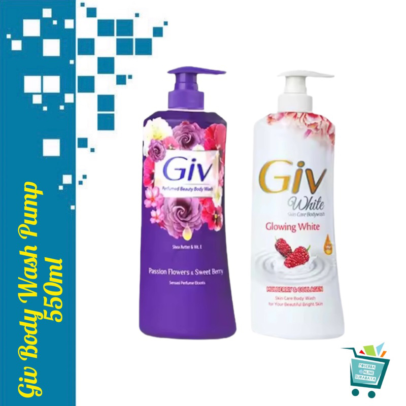 Giv Body Wash Sabun Mandi Cair Pump 550ml Passion Flower Sweet Berry / Mulberry & Collagen 550ml