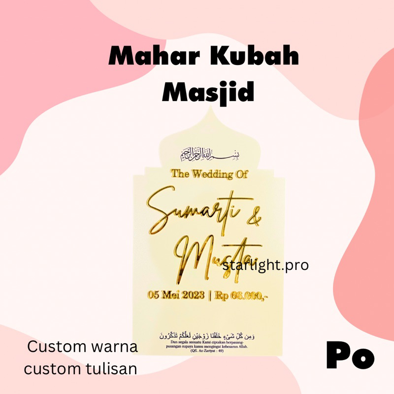 Mahar Akrilik Kubah Masjid / Kubah Masjid / Akrilik Miror