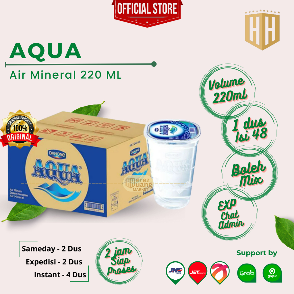 AQUA 220ML GELAS CUP &amp; AQUA 330ML BOTOL , Air Mineral Aqua Cup Gelas 220ml dan Aqua Botol 330ml Per 1 Dus