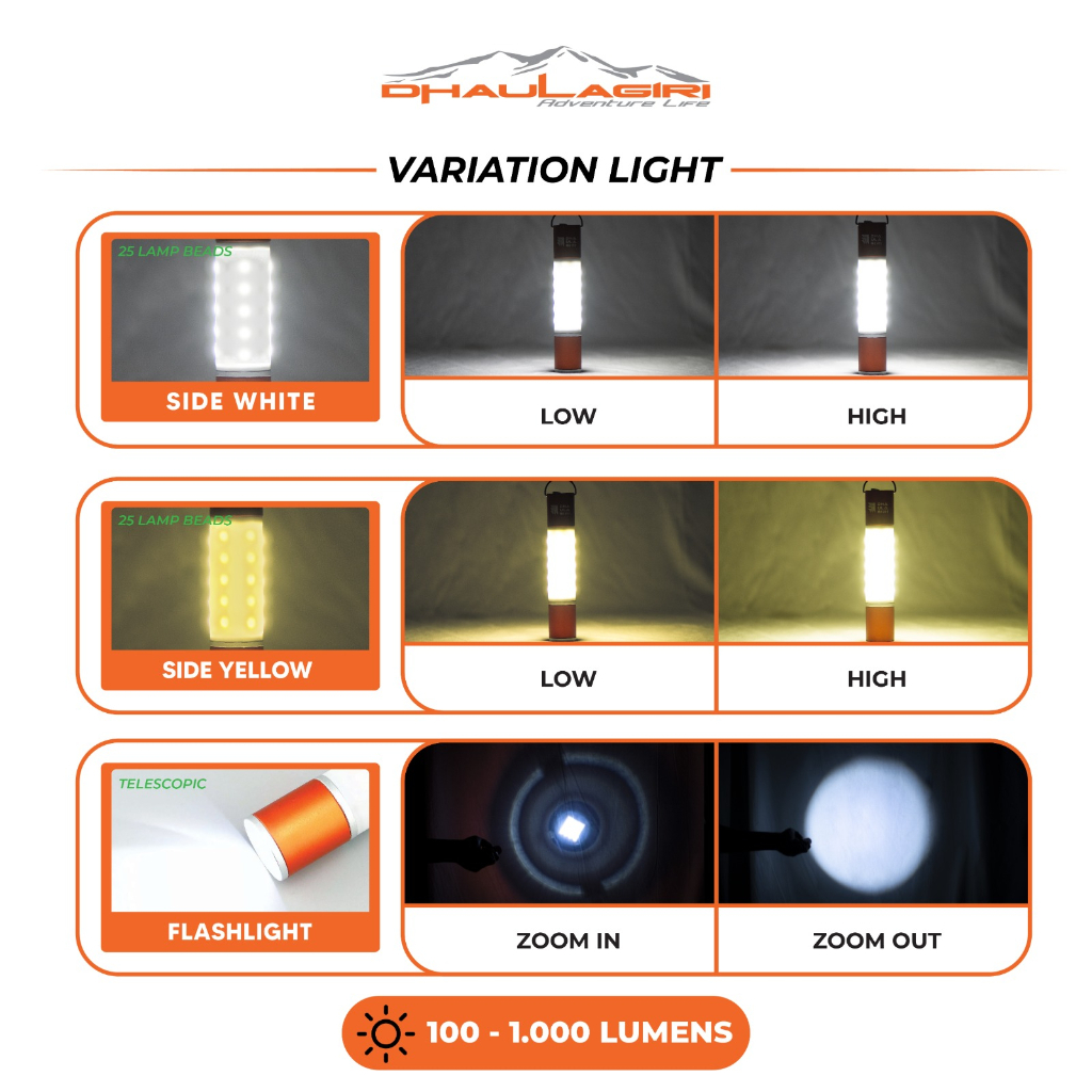 Lampu tenda camping dhualagiri  rechargeable flashlight 707 usb charging / lampu emergency charger / lampu tenda dhaulagiri/lampu camping cas