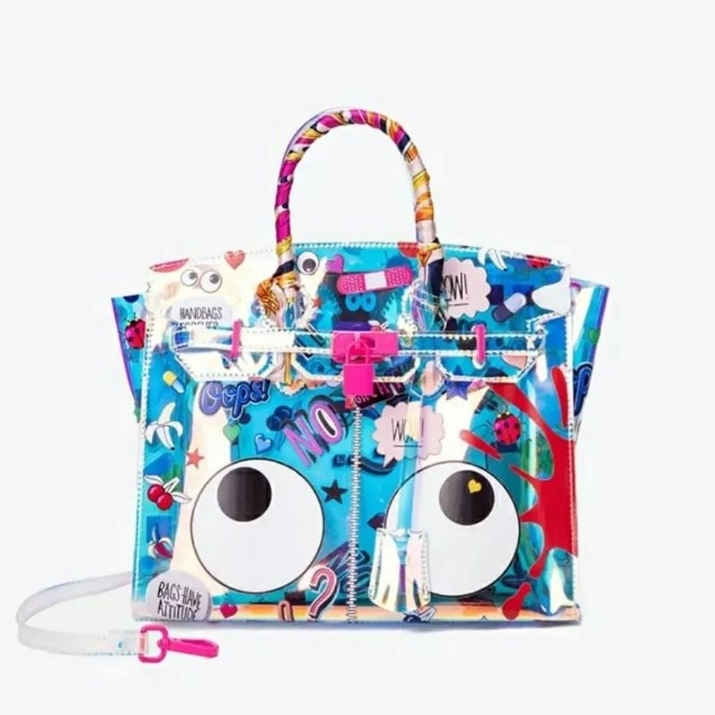 H*UER EYE THEME BAG : Lodhye Eye Theme Printed Hologram Tote Bag