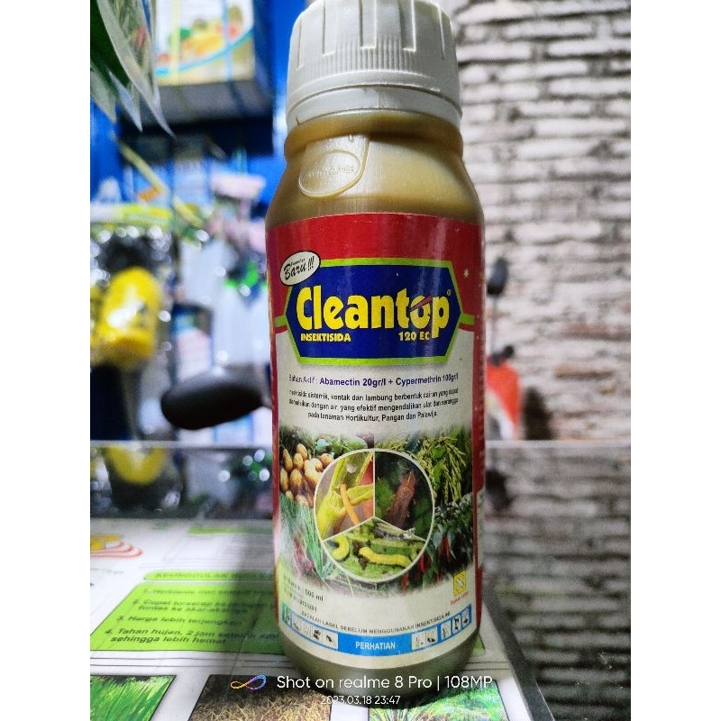 CLEANTOP 120 EC intektisida Bahan Aktif :Sipermetrin 100gr/lt +Abamectin 20gr/lt
