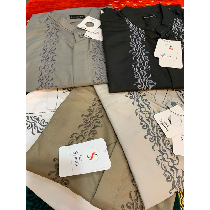 Busana Muslim Pria Dewasa Terbaru | Koko Kemko Syamil Bordir Lengan Panjang