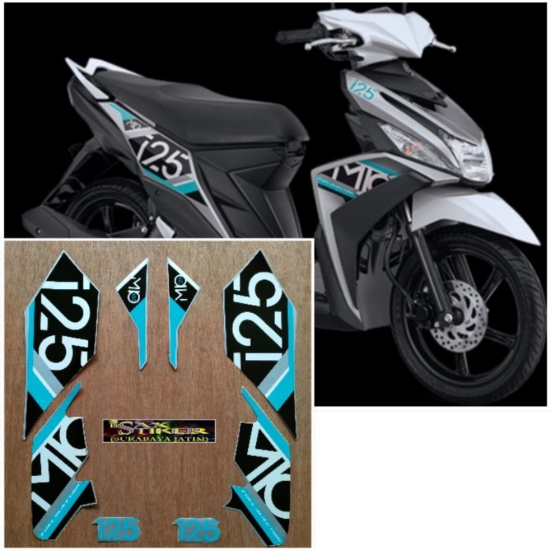 Striping original Yamaha Mio M3 silver hijau toskah tahun 2017