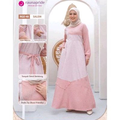 Gamis Terbaru Rauna RGD 48 Biru, Coklat, Maroon, Salem