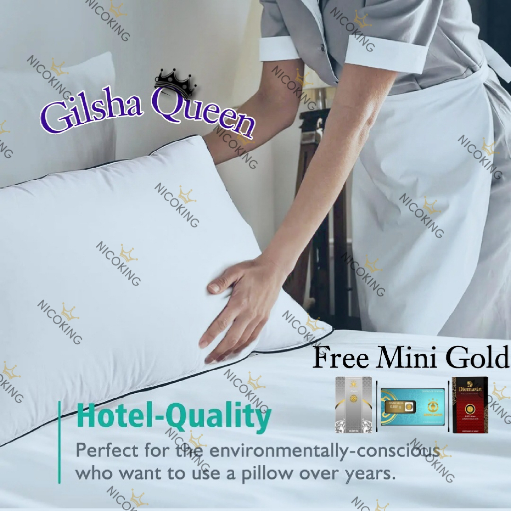Gilsha Queen Bantal Bulu Angsa sintetis (Buatan) atau Silikon Exlusive Luxury Premium Besar Empuk Lembut Tebal Mewah
