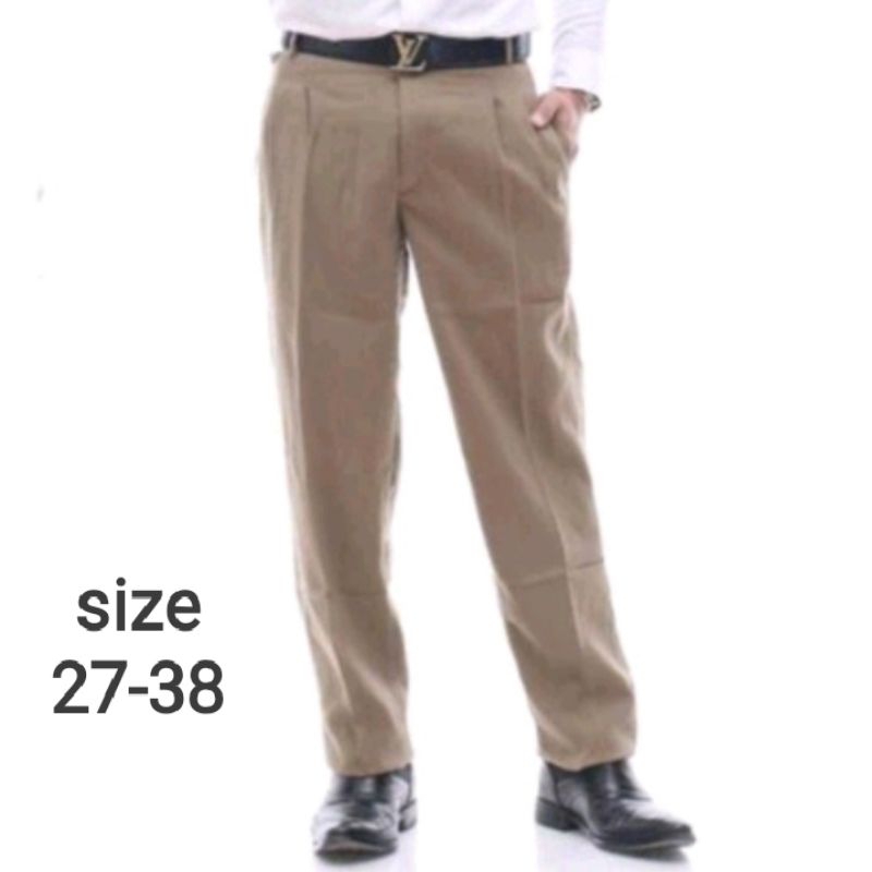 Celana Formal Pria Reguler Rempel  Bahan Kain Tebal