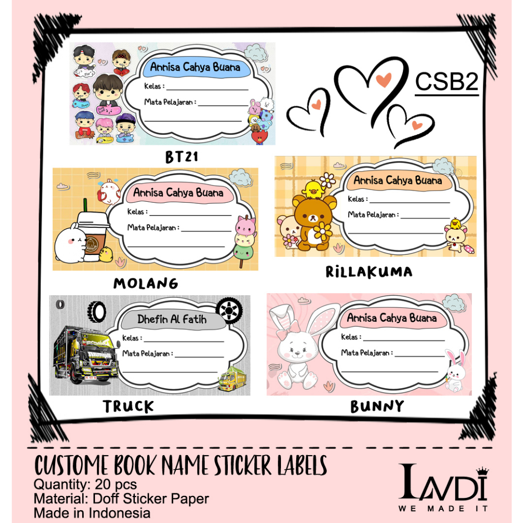 

Sticker Buku Pelajaran Custome Pakai Nama Custome Book Name Sticker Labels Vol.2