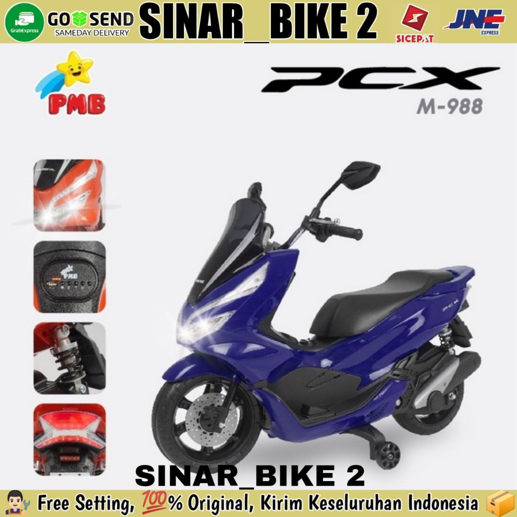 Motoran Aki PMB M 988 Honda PCX (Lisensi Resmi) Mainan Anak Dilengkapi Shockbreaker