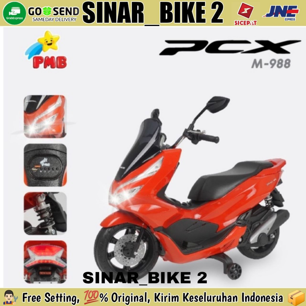 Motoran Aki PMB M 988 Honda PCX (Lisensi Resmi) Mainan Anak Dilengkapi Shockbreaker