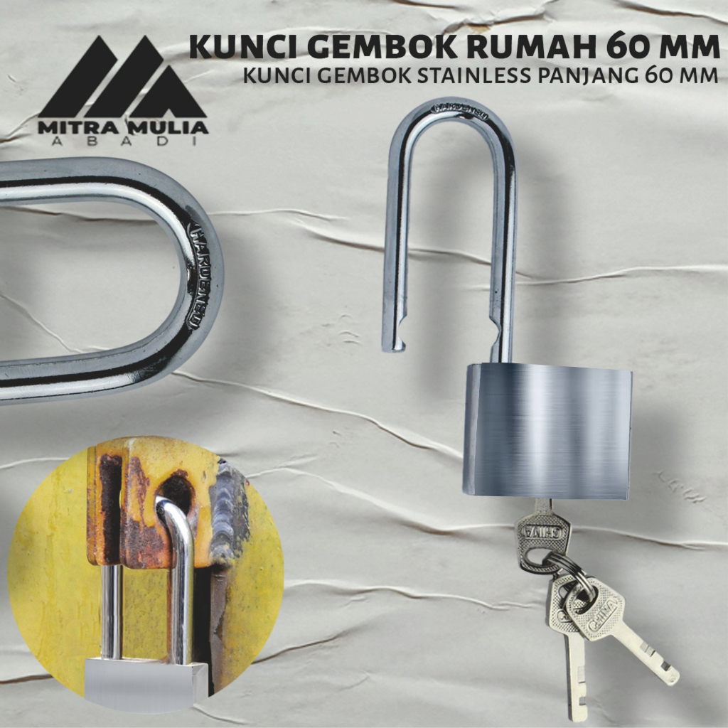 Kunci Gembok Rumah 60 M l Leher panjang l Iron Pad Lock | gembok rumah