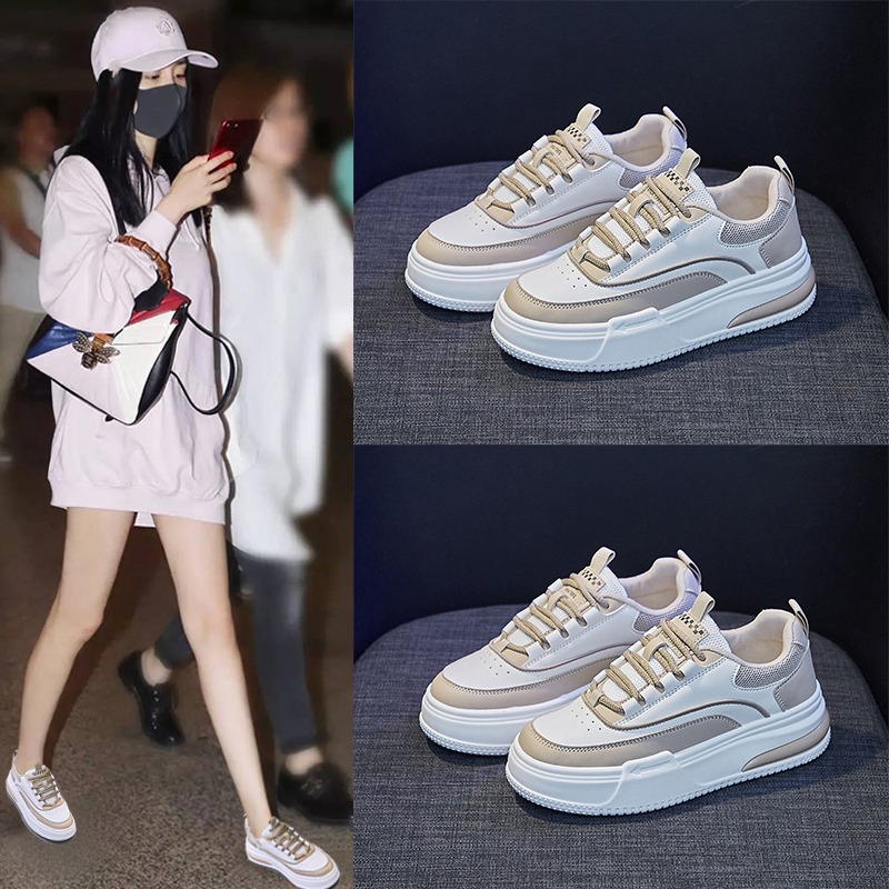 Sepatu Sneaker Wanita Import Tinggi Putih Korea Kasual 1051