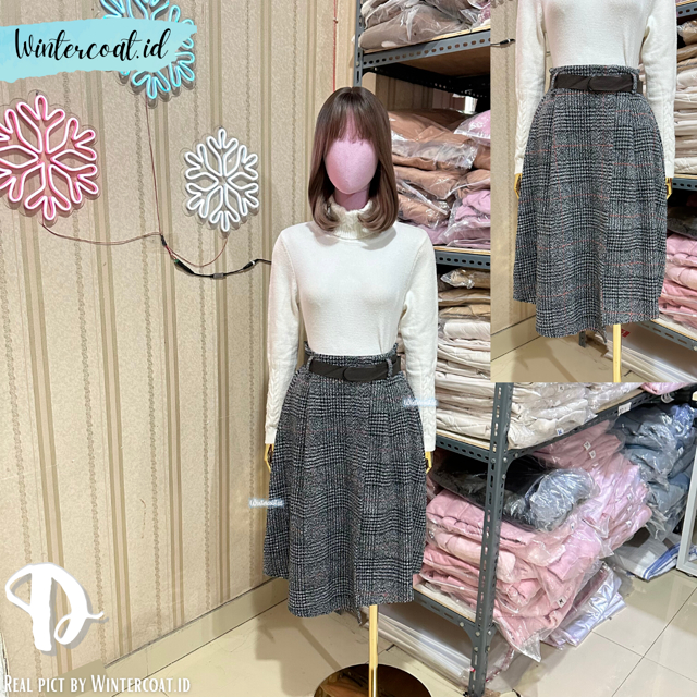 Rok maxi tweed long skirt rok autumn kerja panjang import hangat wanita