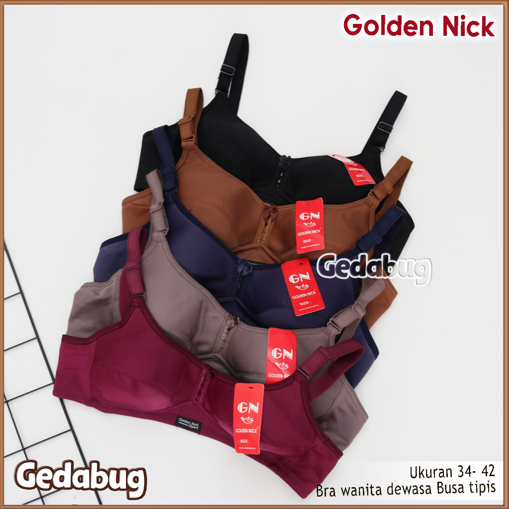 Bra wanita Golden Nick K370 / K 370 | BH Wanita dewasa Busa tipis tanpa kawat Kancing 2 Bahan Licin | Golden Nick