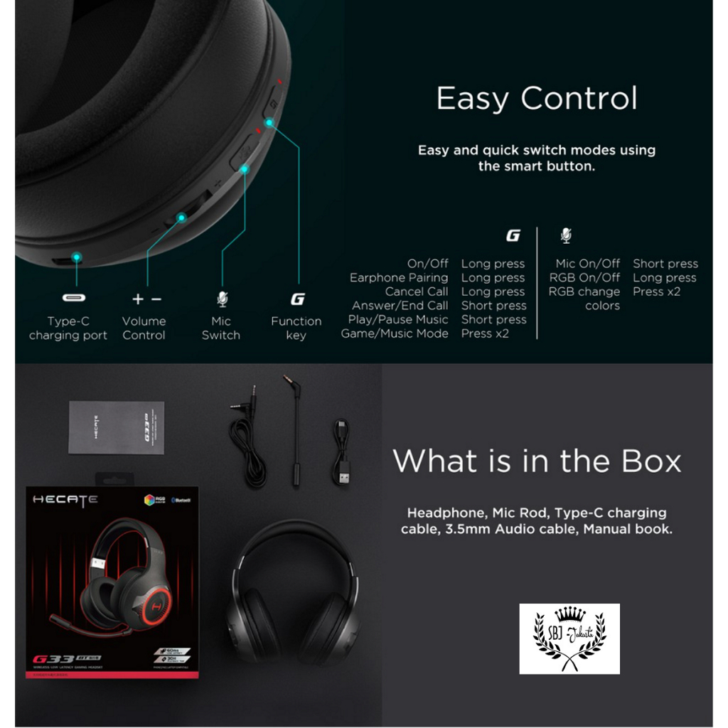 Headphone Hecate G33BT Bluetooth Headset PixArt Low Latency Music Gaming Headphone BT5.0 Edifier Hecate