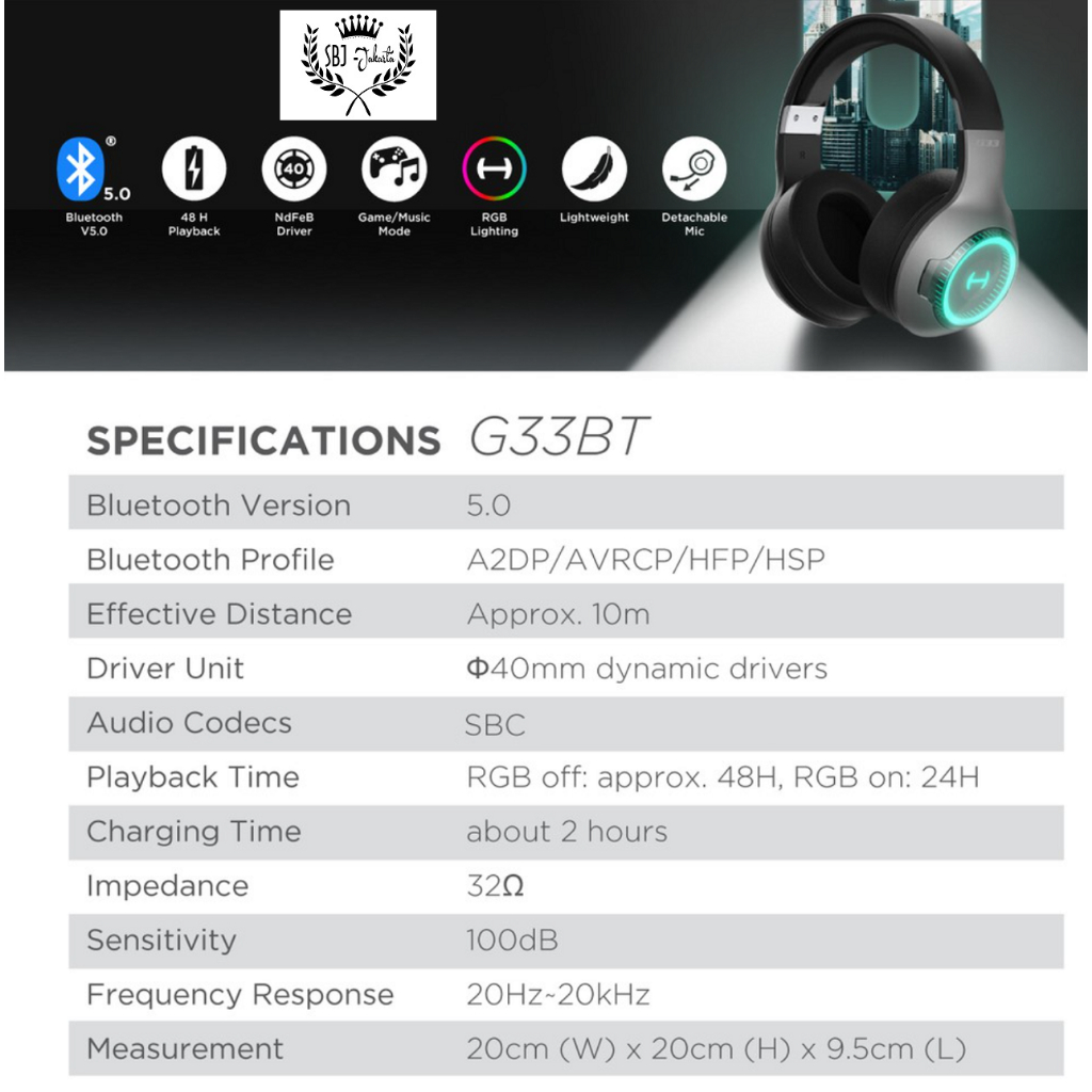 Headphone Hecate G33BT Bluetooth Headset PixArt Low Latency Music Gaming Headphone BT5.0 Edifier Hecate