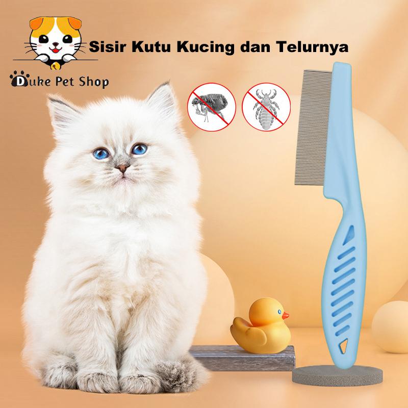 Sisir Kutu Kucing Dan Telurnya Grooming Hewan Serit Logam Gagang Panjang